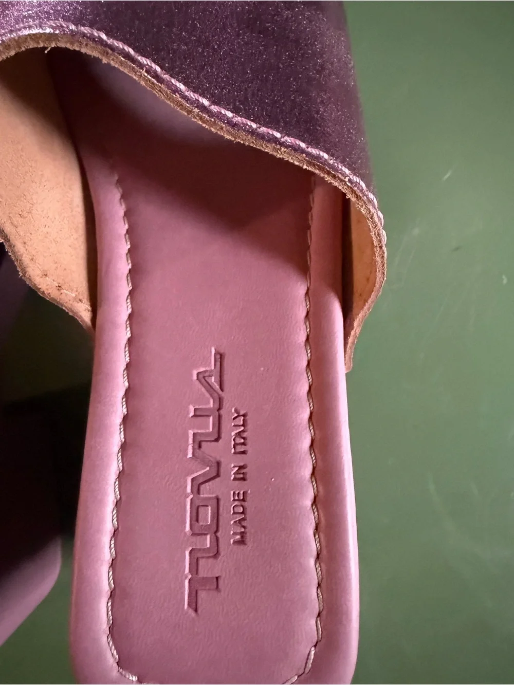 Novus Pink Leather Metallic Platform Slide Sandals